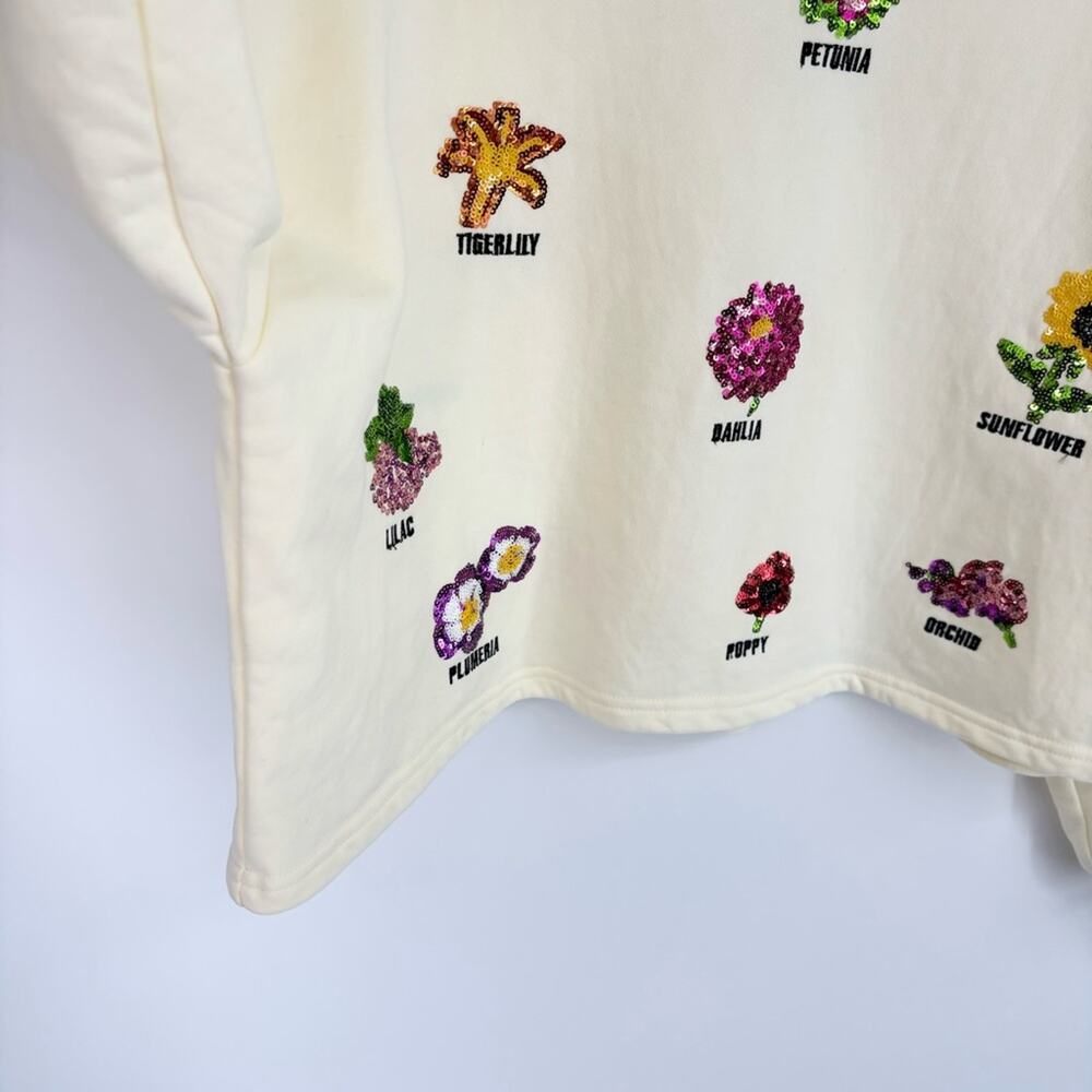 QUEEN OF SPARKLES Floral Embellished Cream Sweater - Picture 11 of 16